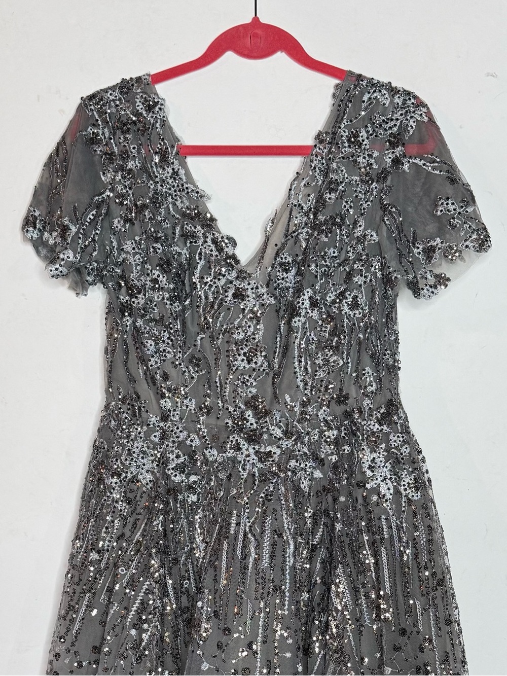 Mac Duggal 20392 NWOT EMBELLISHED BUTTERFLY FIT FLARE TEA-LENGTH DRESS Size 8